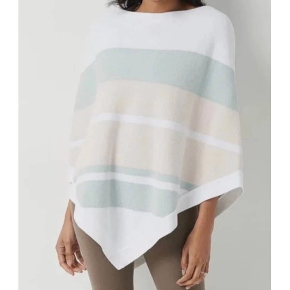 Barefoot Dreams Sweaters - Barefoot Dreams Ocean Breeze Poncho OS Multi Stripe Pink CozyChic Ultra Lite New